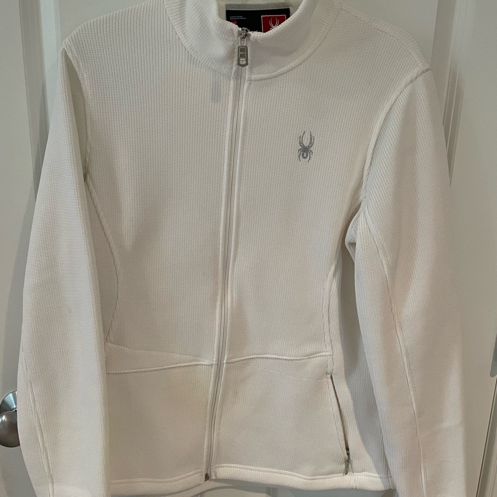 Spyder White Zip-Up Sweater